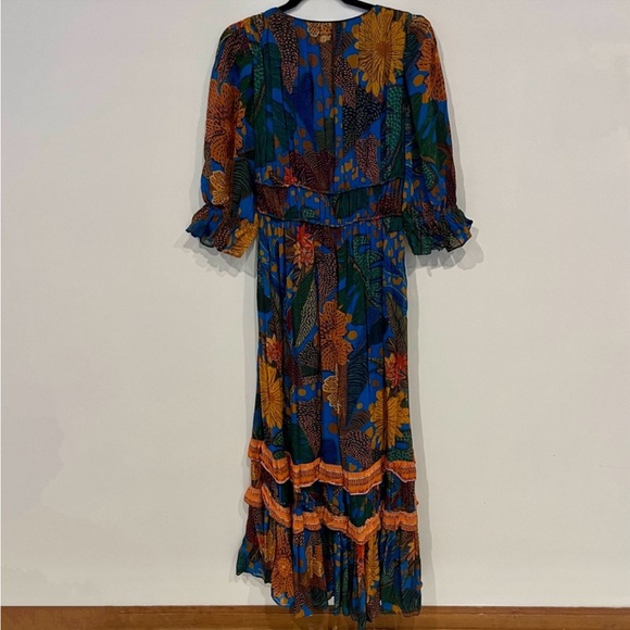Farm for Anthropologie (Farm Rio) Blue Pattern Dress (sz Small) - Picture 3 of 8